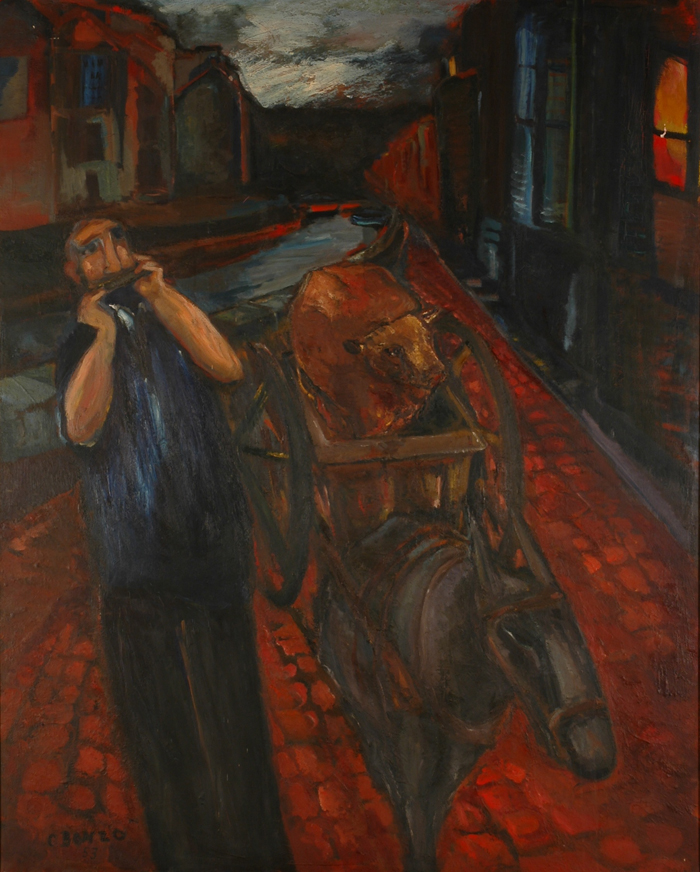 "La Charrette, huile sur toile, 166 x 134 cm, 1954.