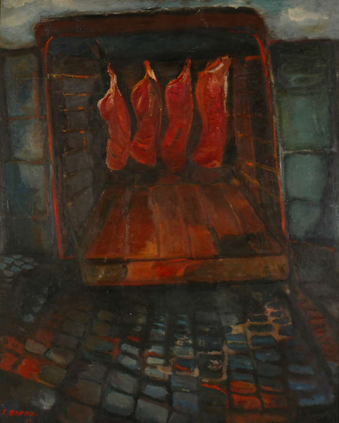 "Le Camion de viande", huile sur toile, 166 x 134 cm, 1954.